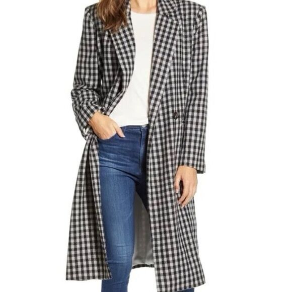 NWT BeachLunchLounge Tyler Plaid Wool Blend Coat Black White Checkered XL/TG🖤🤍 - Picture 2 of 11